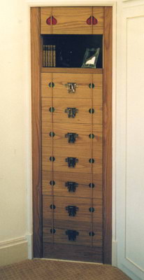 photograph of a hand made fitted chest of drawers